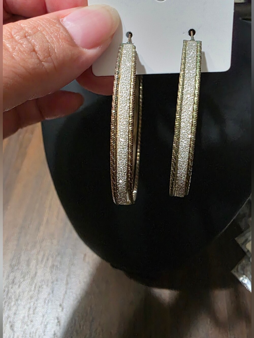 Gold-Tone Textured Hoop Earrings - Elegant Women's Jewelry